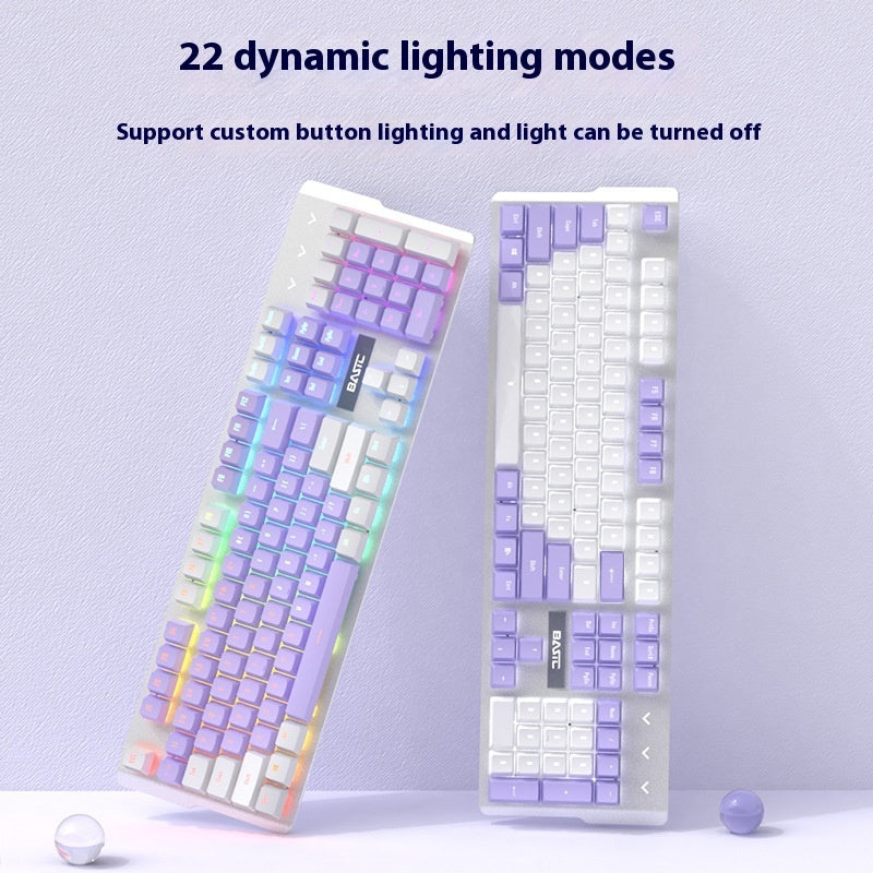 Purple Mechanical Keyboard Mouse