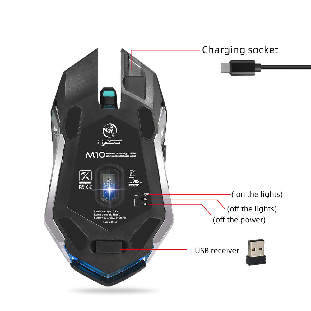HXSJ wireless 2.4GPI gaming glowing mouse