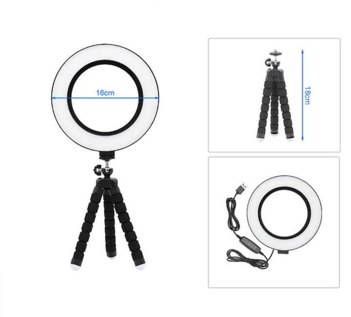 Ring Light With 6 Inch Octopus Tripod