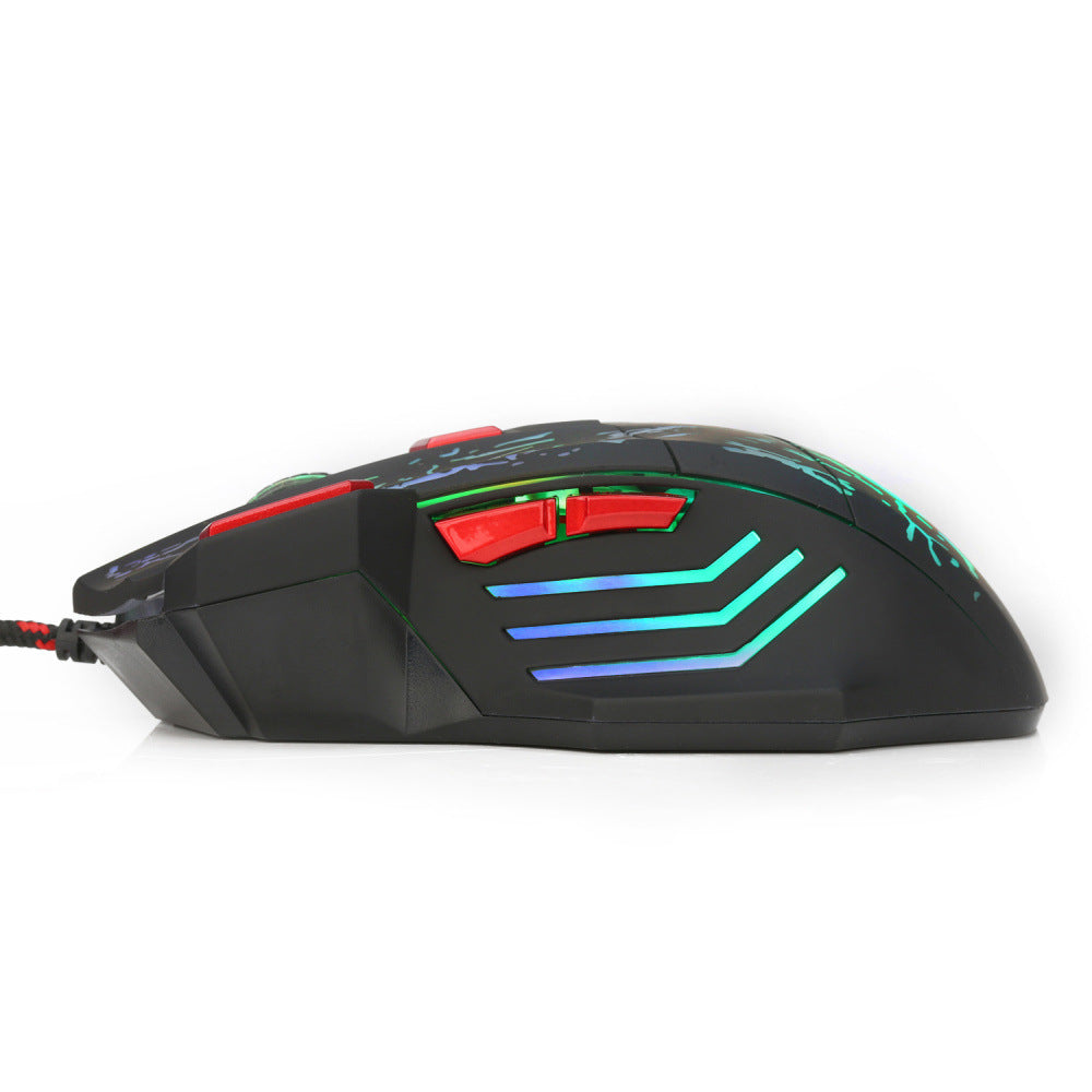 Water Crack Colorful Luminous Wired Mouse