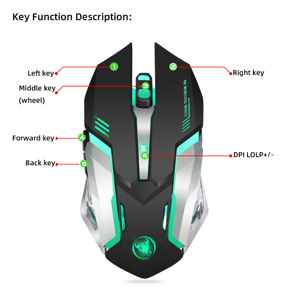 HXSJ wireless 2.4GPI gaming glowing mouse