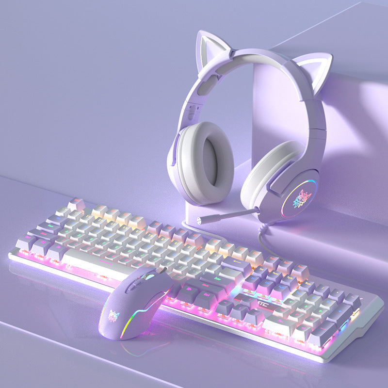 Purple Mechanical Keyboard Mouse