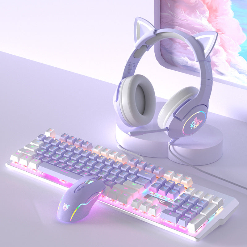 Purple Mechanical Keyboard Mouse