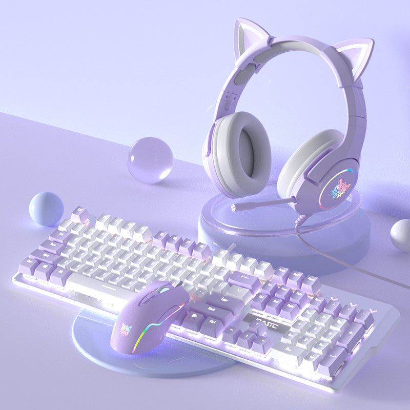 Purple Mechanical Keyboard Mouse