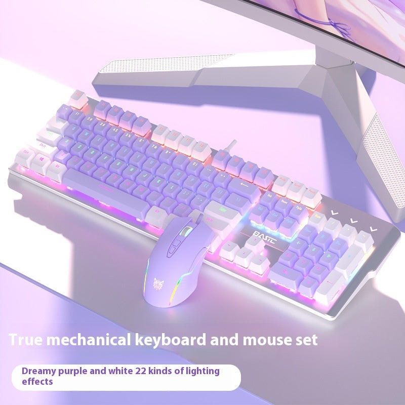 Purple Mechanical Keyboard Mouse