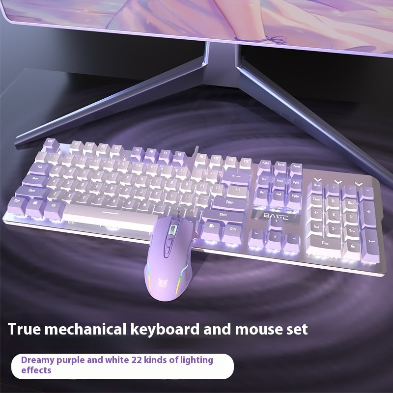 Purple Mechanical Keyboard Mouse