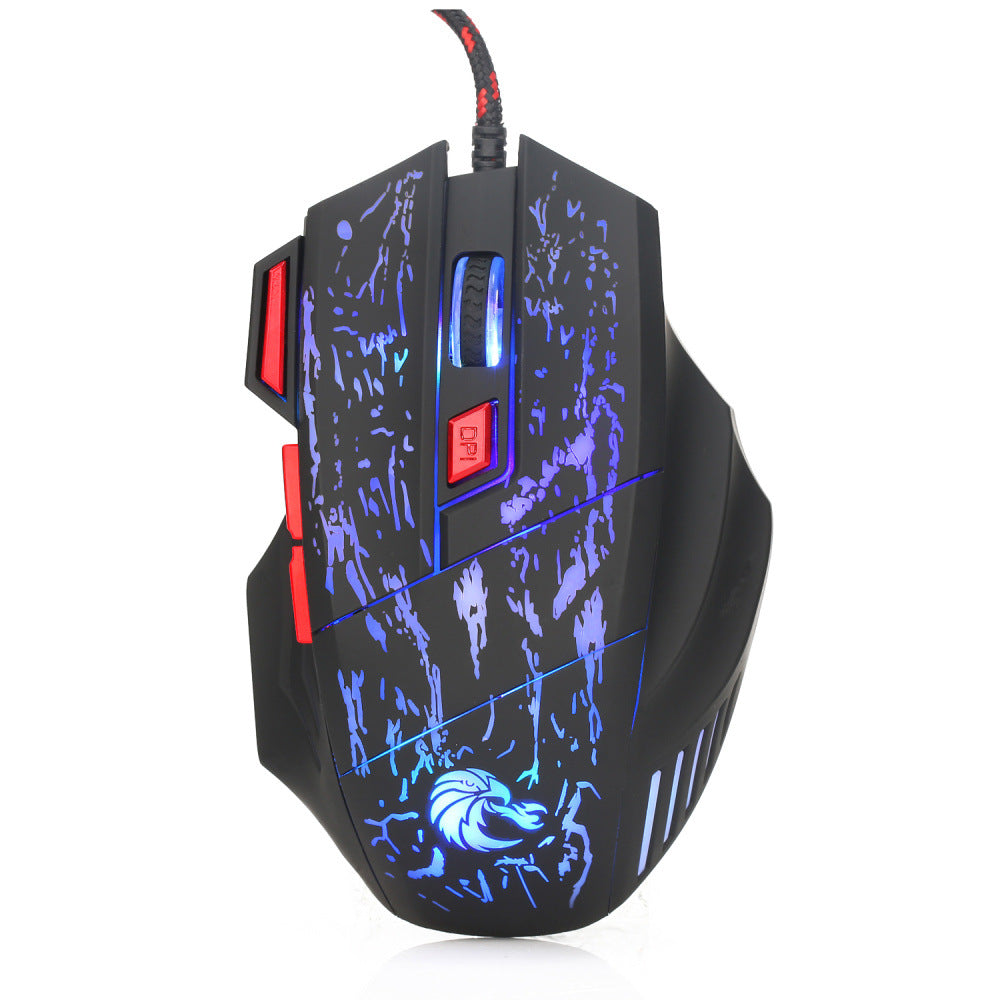 Water Crack Colorful Luminous Wired Mouse